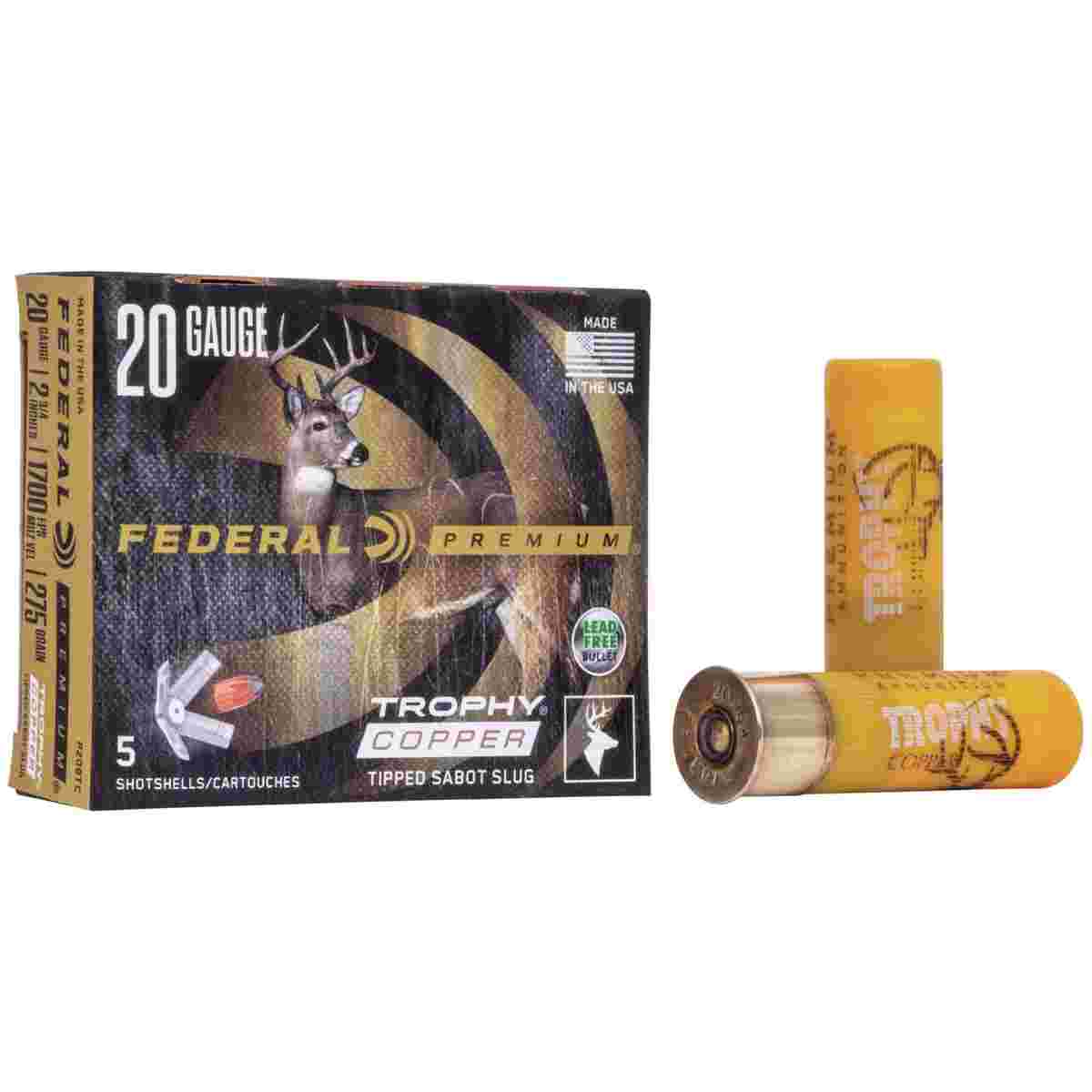 Federal Premium Vital-Shok Trophy Copper Sabot Slug 20 ga 2 3/4" 275 gr Slug 1700 fps - 5/box